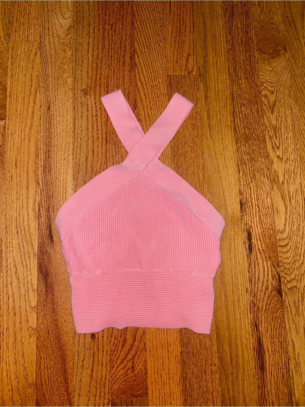 Abercrombie & Fitch Pink Ribbed Cross-Back Crop